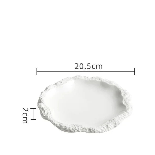 Ceramic Dinner Plate with Rustic Rock-Texture Edge – Durable Porcelain Dinnerware for Hearty Meals 5