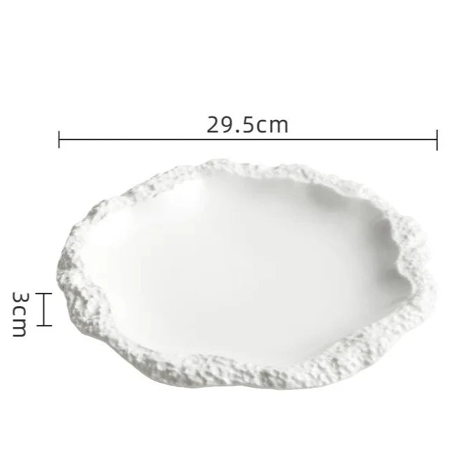 Ceramic Dinner Plate with Rustic Rock-Texture Edge – Durable Porcelain Dinnerware for Hearty Meals 7