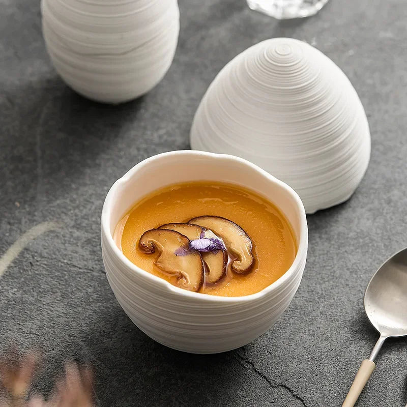 Ceramic Serving Bowl with Smooth Egg-Shaped Design – Elegant and Versatile for Fruits, Desserts, and Soups 2