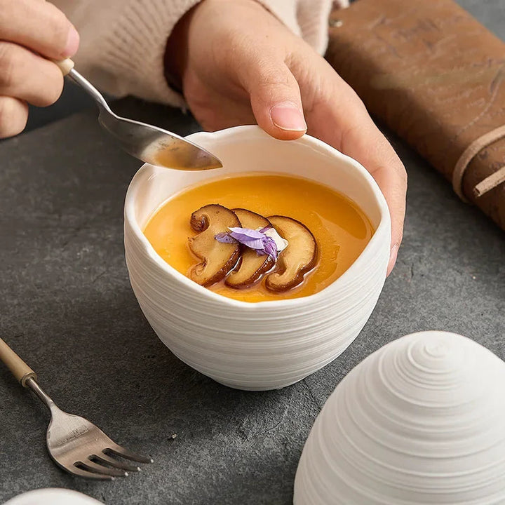 Ceramic Serving Bowl with Smooth Egg-Shaped Design – Elegant and Versatile for Fruits, Desserts, and Soups 3