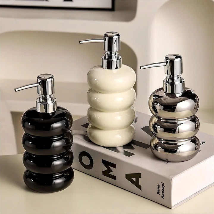 Ceramic Soap Dispenser with Stacked Bubble Design – Drip-Resistant Metal Pump for Kitchen and Bathroom Use 1