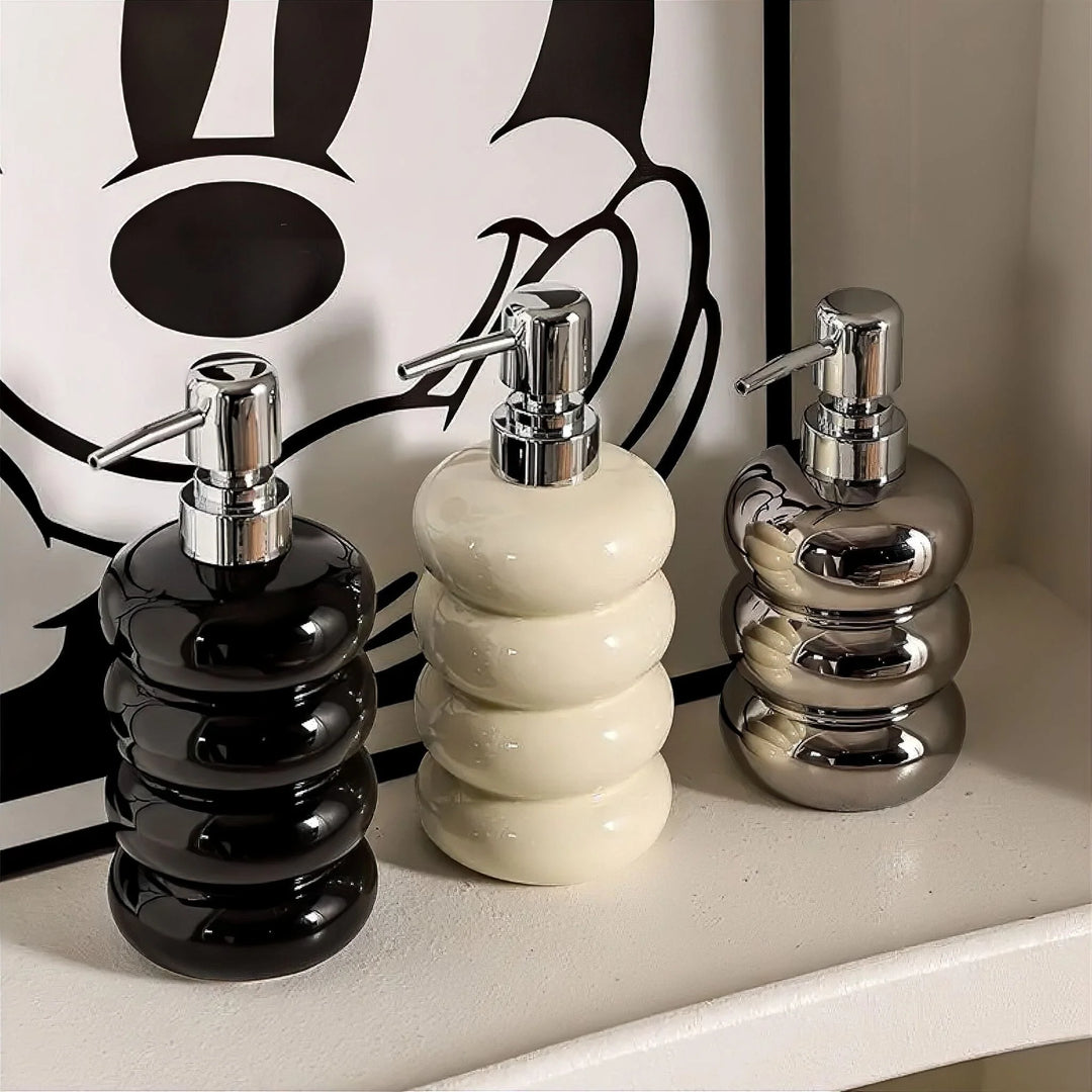 Ceramic Soap Dispenser with Stacked Bubble Design – Drip-Resistant Metal Pump for Kitchen and Bathroom Use 3