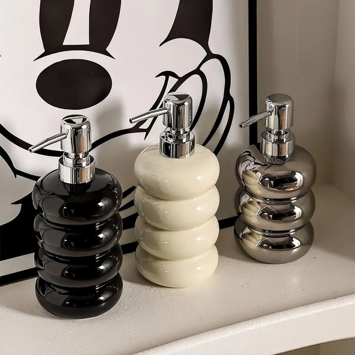 Ceramic Soap Dispenser with Stacked Bubble Design – Drip-Resistant Metal Pump for Kitchen and Bathroom Use 3