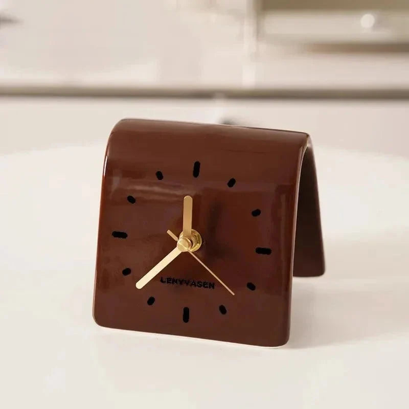 Ceramic Table Clock with Arched Design and Silent Quartz Movement – Elegant Decorative Desk Clock for Home and Office 0