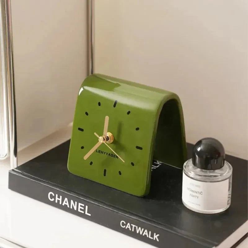 Ceramic Table Clock with Arched Design and Silent Quartz Movement – Elegant Decorative Desk Clock for Home and Office 2