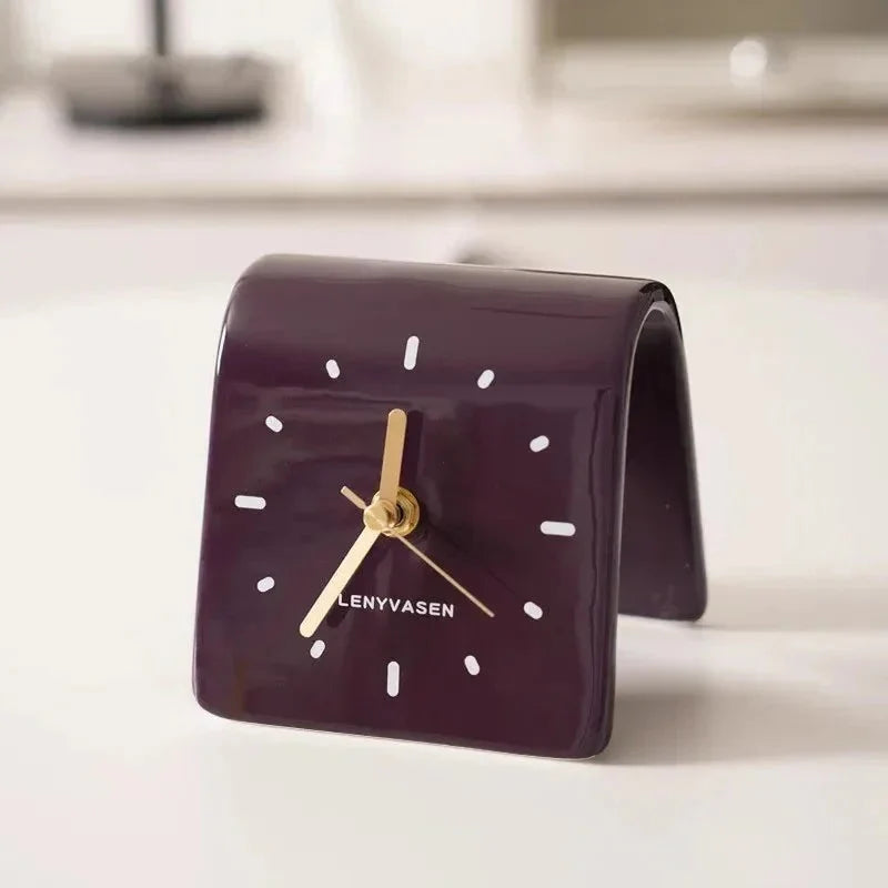 Ceramic Table Clock with Arched Design and Silent Quartz Movement – Elegant Decorative Desk Clock for Home and Office 7
