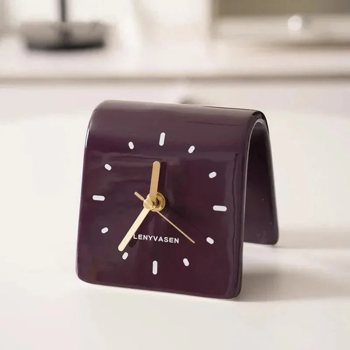 Ceramic Table Clock with Arched Design and Silent Quartz Movement – Elegant Decorative Desk Clock for Home and Office 7
