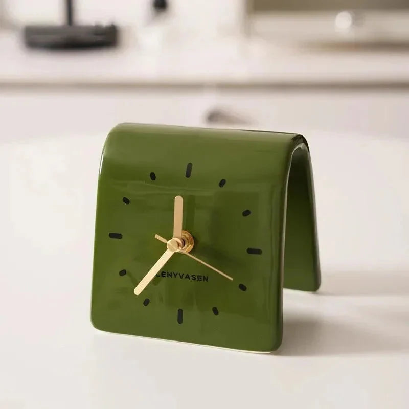Ceramic Table Clock with Arched Design and Silent Quartz Movement – Elegant Decorative Desk Clock for Home and Office 8