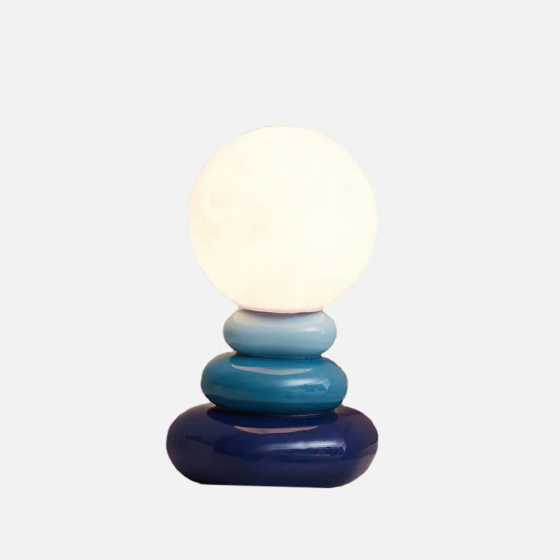 Ceramic Table Lamp with 3D Printed Lunar Shade – Blue, Orange, Gray, Touch-Sensitive for Bedside or Desk Use 0