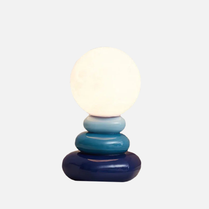 Ceramic Table Lamp with 3D Printed Lunar Shade – Blue, Orange, Gray, Touch-Sensitive for Bedside or Desk Use 0