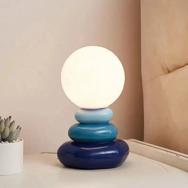 Ceramic Table Lamp with 3D Printed Lunar Shade – Blue, Orange, Gray, Touch-Sensitive for Bedside or Desk Use 1