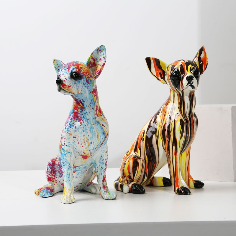 Charming Chihuahua Sculpture – Elegant Resin Art Piece for Home Décor, 24cm x 12cm x 14cm 1