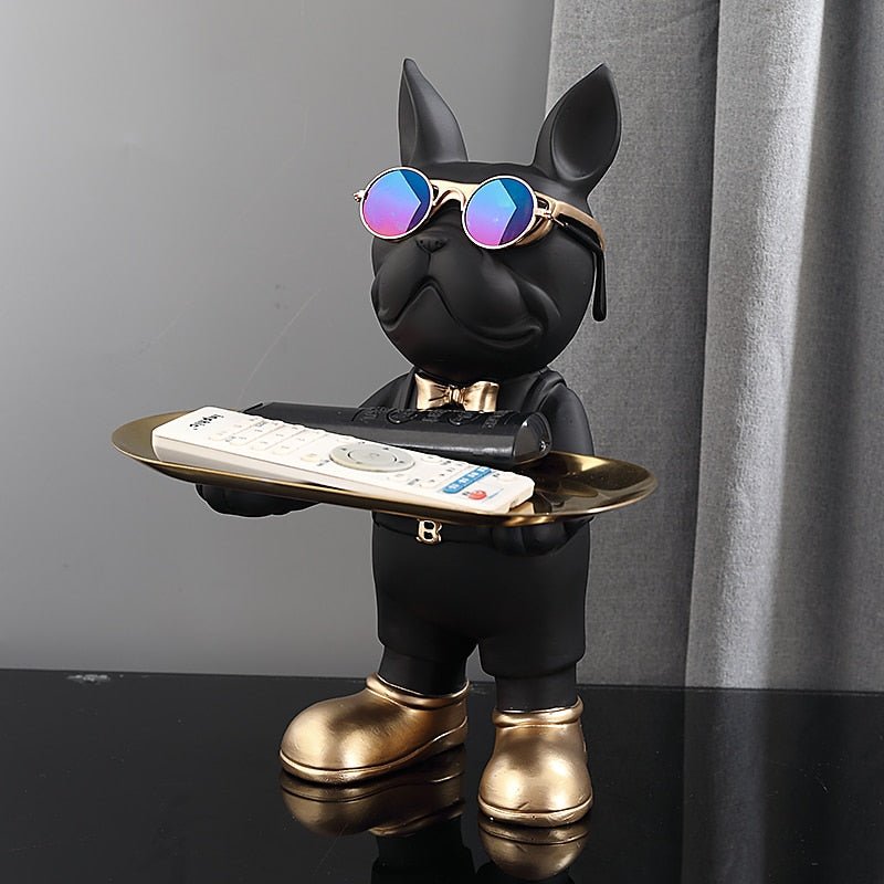 Charming French Bulldog Butler Decorative Sculpture – Unique Home Accent in High-Quality Resin and PVC 0