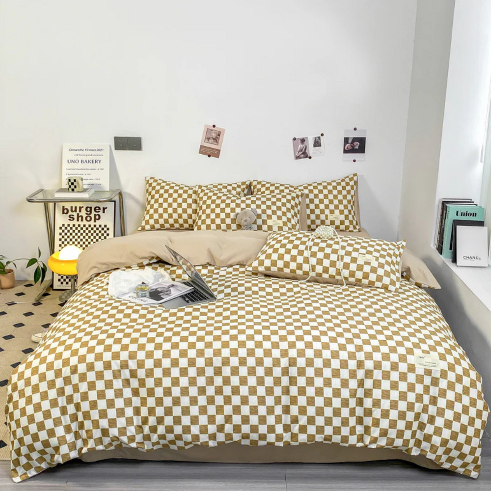 Checkered Bed Cover Set with Pillowcases – Breathable and Ultra Soft Material 1