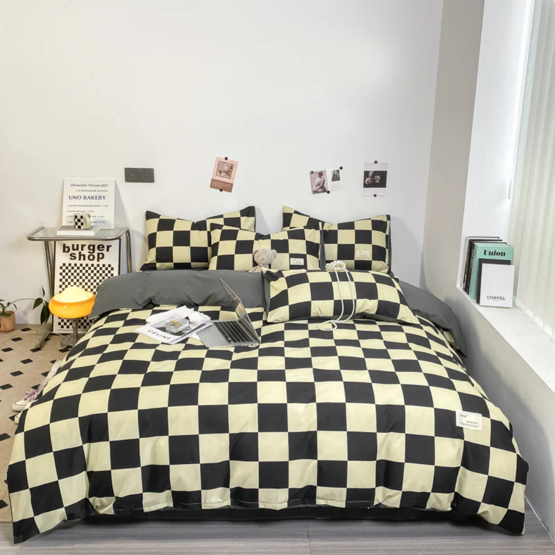 Checkered Bed Cover Set with Pillowcases – Breathable and Ultra Soft Material 5