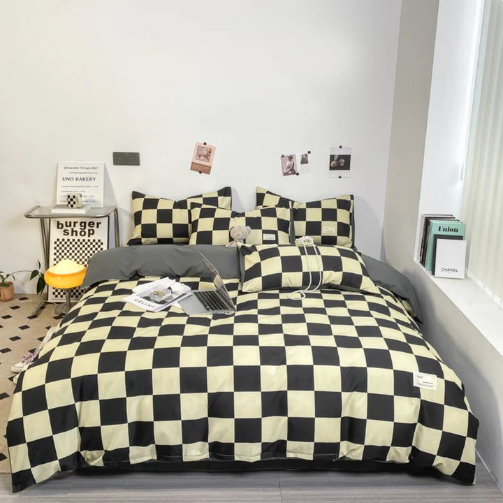 Checkered Bed Cover Set with Pillowcases – Breathable and Ultra Soft Material 5