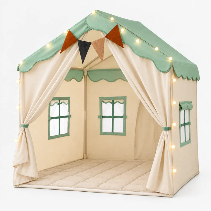 Children's Indoor Playhouse Tent with LED Lights and Padded Mat - Spacious Play Tent for Kids' Reading Nook and Imaginative Play 4