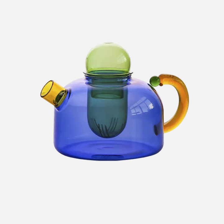 Color Bloom Glass Teapot and Cup Set – Heat-Resistant Borosilicate Glass with Ergonomic Handle 12