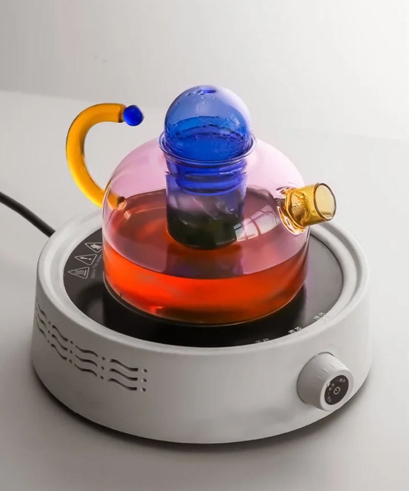 Color Bloom Glass Teapot and Cup Set – Heat-Resistant Borosilicate Glass with Ergonomic Handle 6