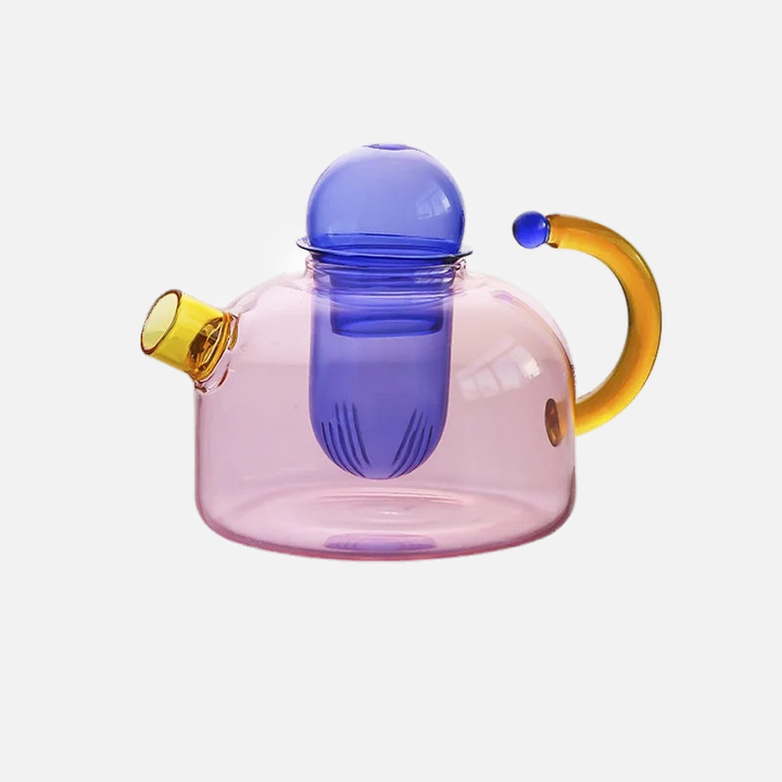 Color Bloom Glass Teapot and Cup Set – Heat-Resistant Borosilicate Glass with Ergonomic Handle 8