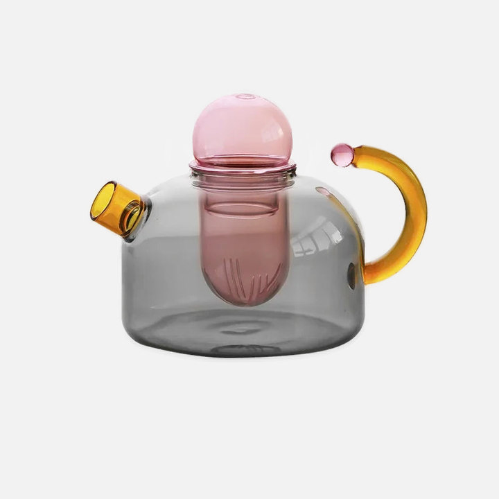 Color Bloom Glass Teapot and Cup Set – Heat-Resistant Borosilicate Glass with Ergonomic Handle 9