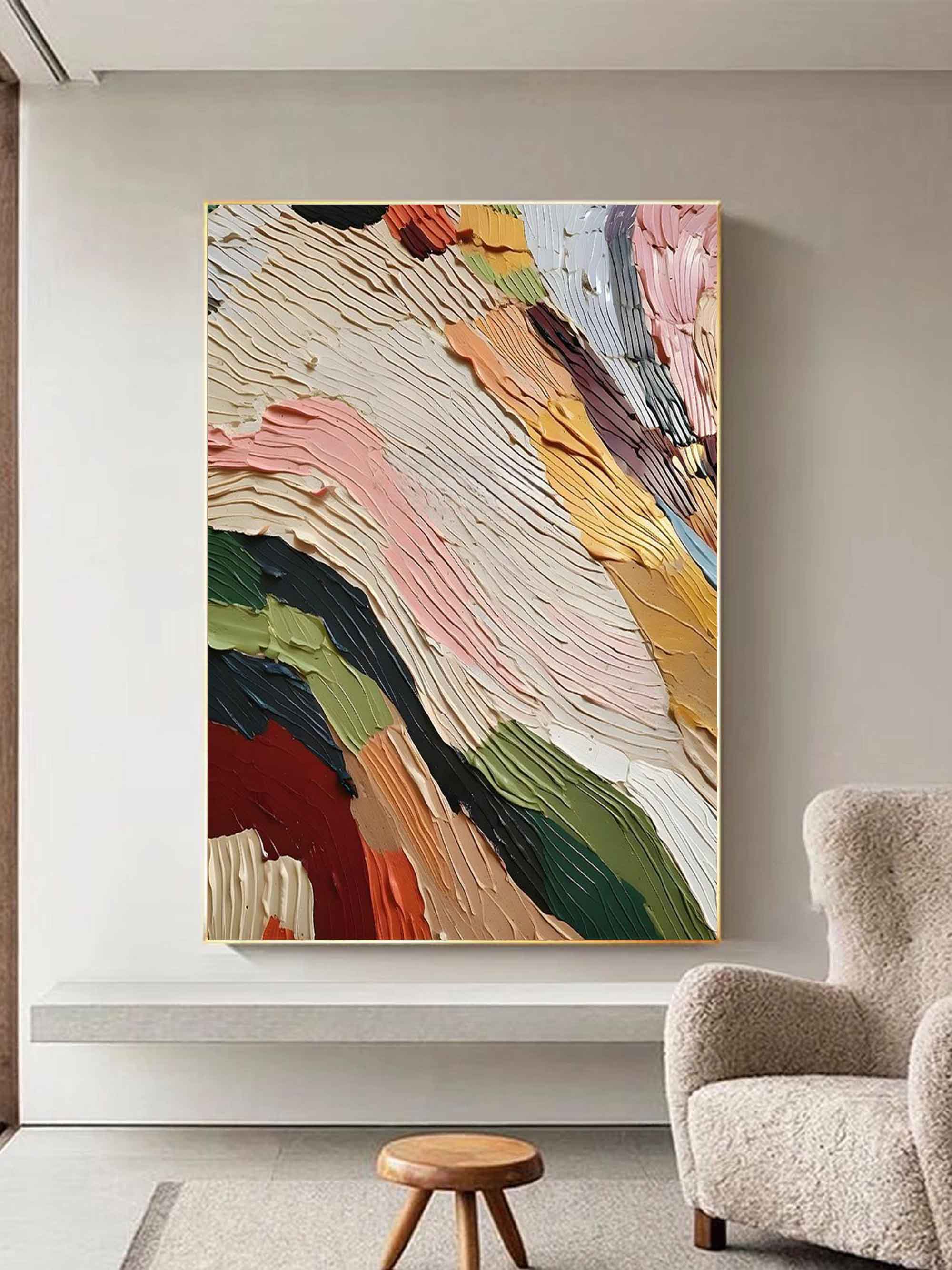 Colorful Abstract Minimalism Canvas Art – Customizable Wall Art on High-Quality Linen for Modern Decor 0