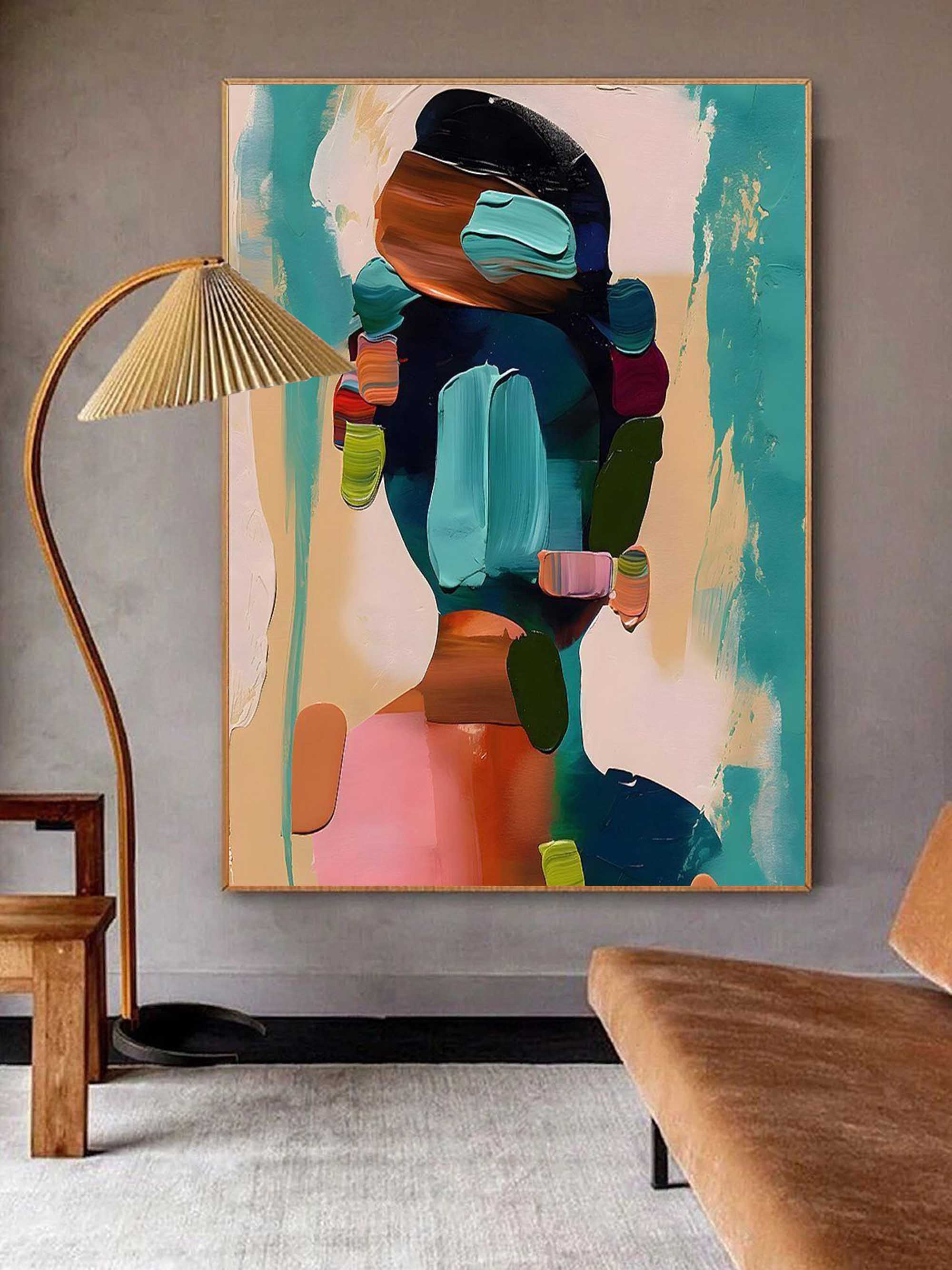 Colorful Abstract Minimalism Canvas Art – Hand-Painted Wall Art in Customizable Sizes and Framing Options 4