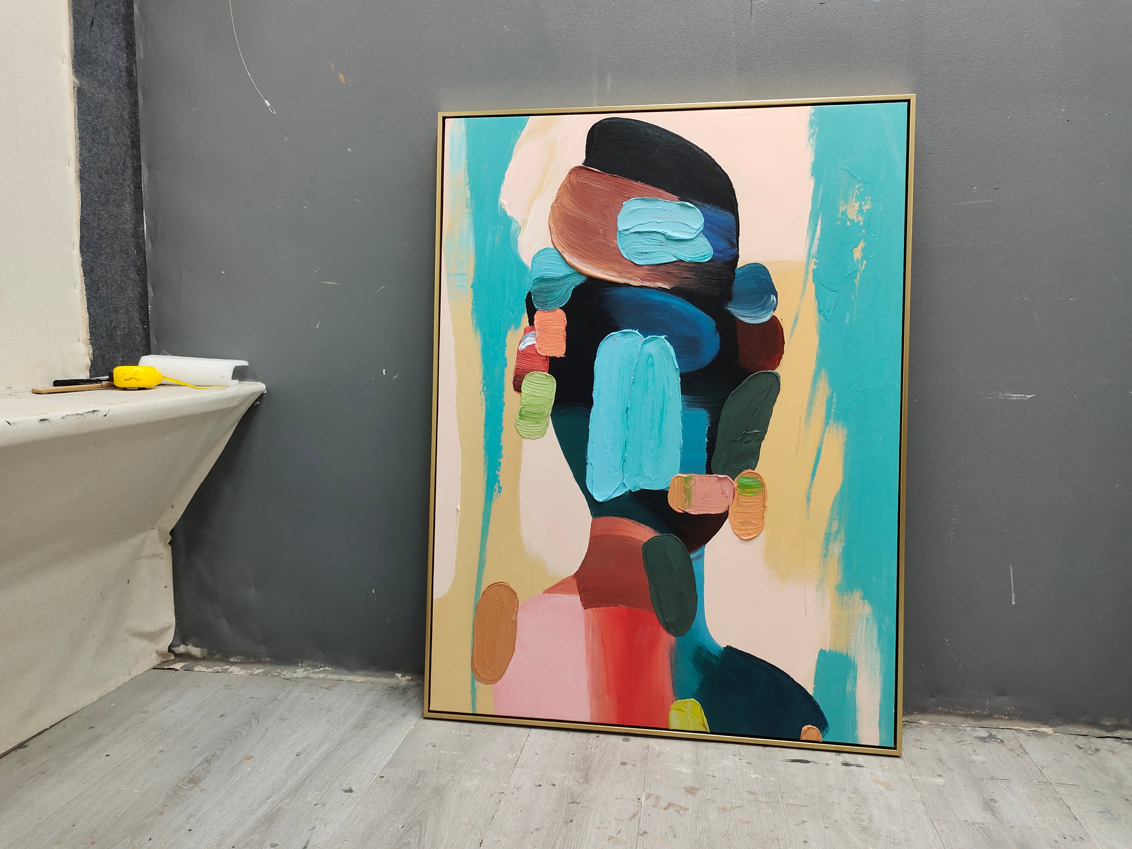 Colorful Abstract Minimalism Canvas Art – Hand-Painted Wall Art in Customizable Sizes and Framing Options 5