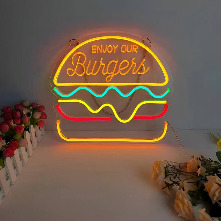 Colorful Fast-Food LED Neon Sign – Taco, Hot Dog, Pizza, or Burger Design for Restaurants and Home Bars 0