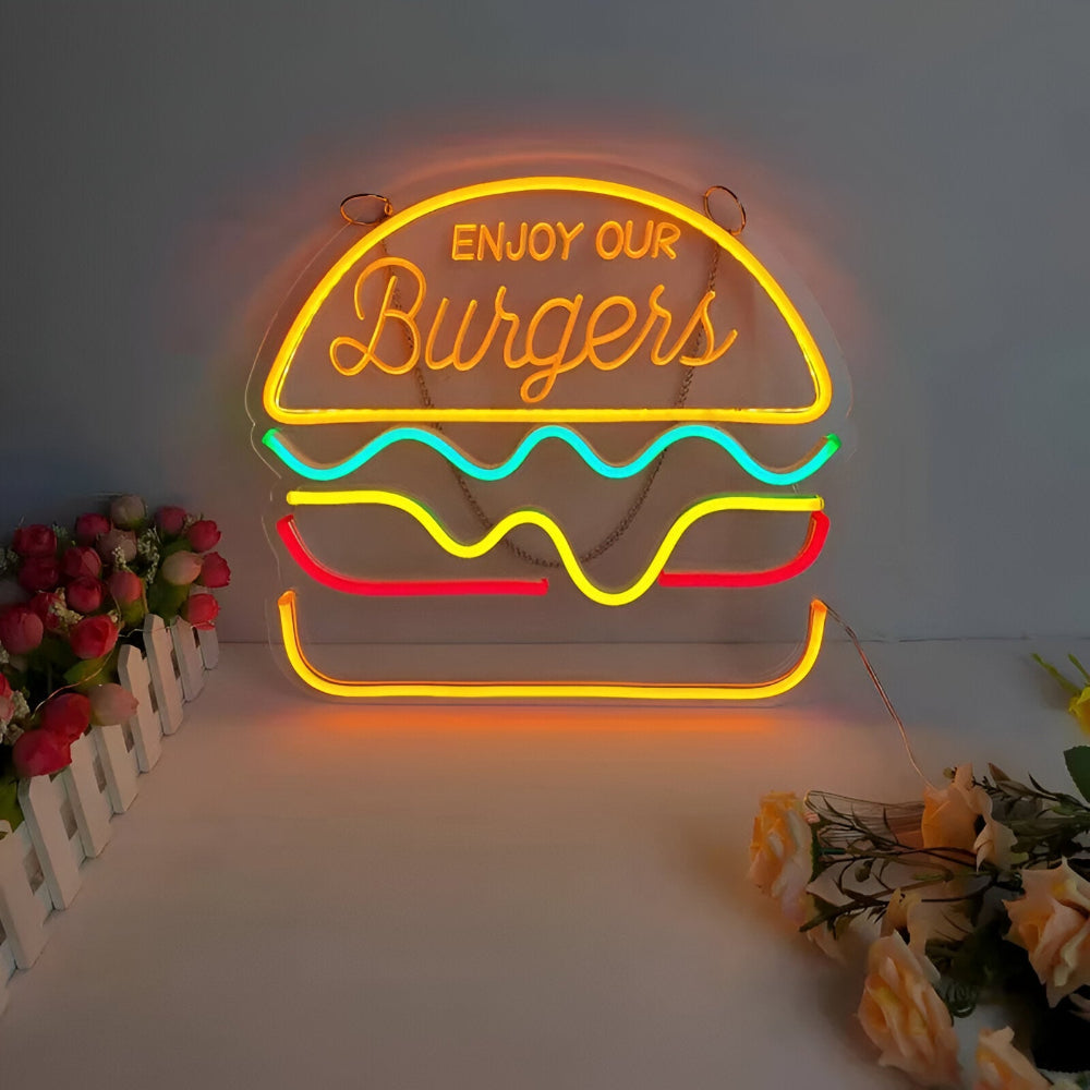 Colorful Fast-Food LED Neon Sign – Taco, Hot Dog, Pizza, or Burger Design for Restaurants and Home Bars 1