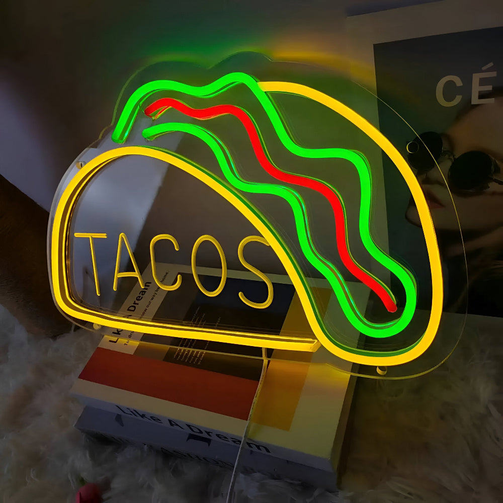 Colorful Fast-Food LED Neon Sign – Taco, Hot Dog, Pizza, or Burger Design for Restaurants and Home Bars 2