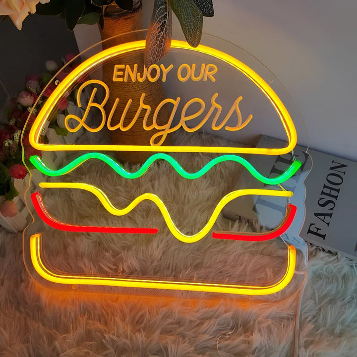 Colorful Fast-Food LED Neon Sign – Taco, Hot Dog, Pizza, or Burger Design for Restaurants and Home Bars 4