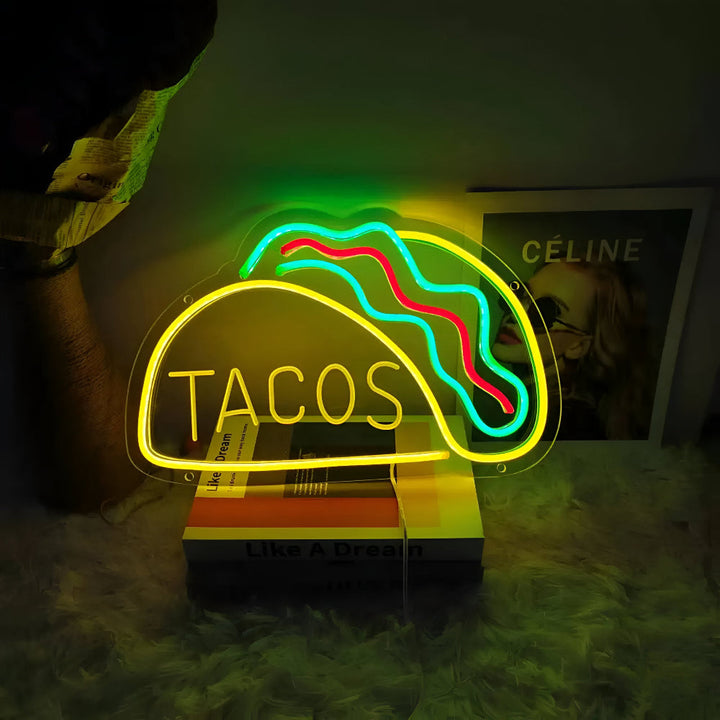 Colorful Fast-Food LED Neon Sign – Taco, Hot Dog, Pizza, or Burger Design for Restaurants and Home Bars 8