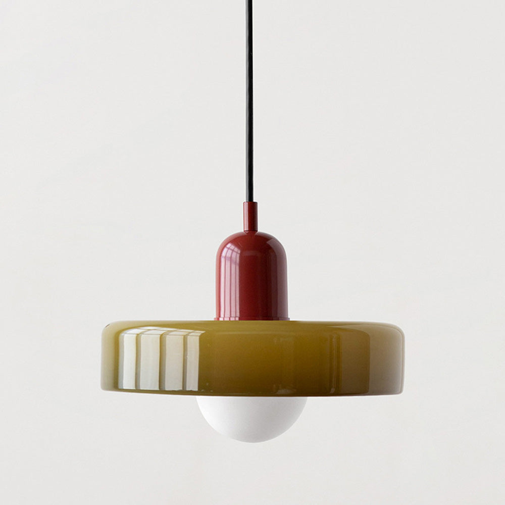 Colorful Stained Glass Pendant Light – Artistic Hanging Lamp for Kitchen Pendant Lighting, Adjustable Height, Round Shade 0