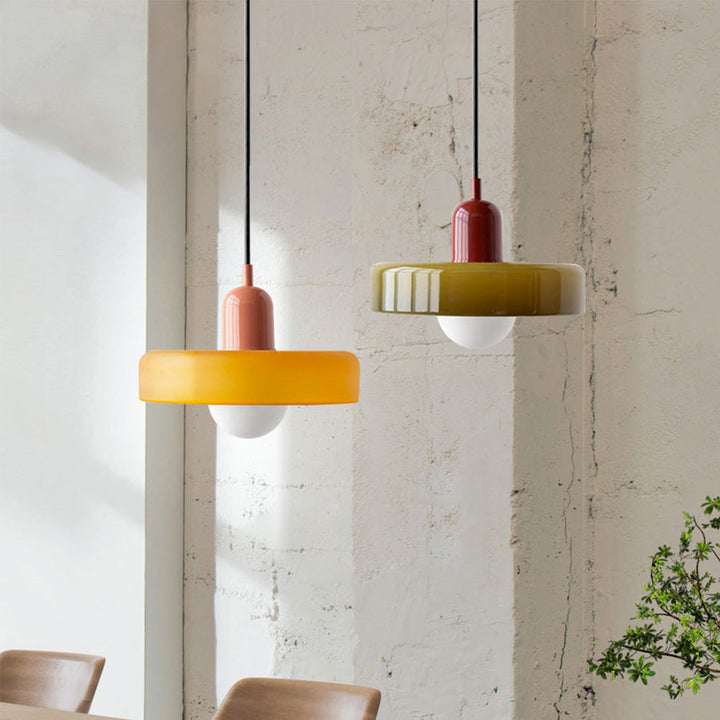 Colorful Stained Glass Pendant Light – Artistic Hanging Lamp for Kitchen Pendant Lighting, Adjustable Height, Round Shade 1