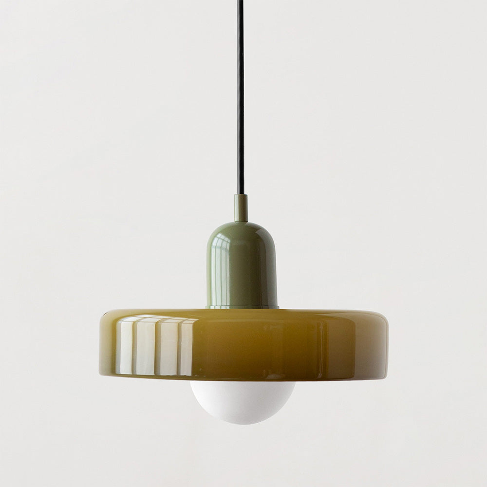 Colorful Stained Glass Pendant Light – Artistic Hanging Lamp for Kitchen Pendant Lighting, Adjustable Height, Round Shade 19
