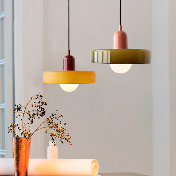 Colorful Stained Glass Pendant Light – Artistic Hanging Lamp for Kitchen Pendant Lighting, Adjustable Height, Round Shade 5