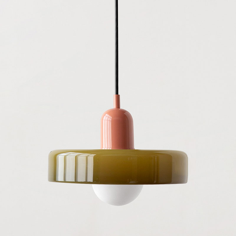 Colorful Stained Glass Pendant Light – Artistic Hanging Lamp for Kitchen Pendant Lighting, Adjustable Height, Round Shade 7