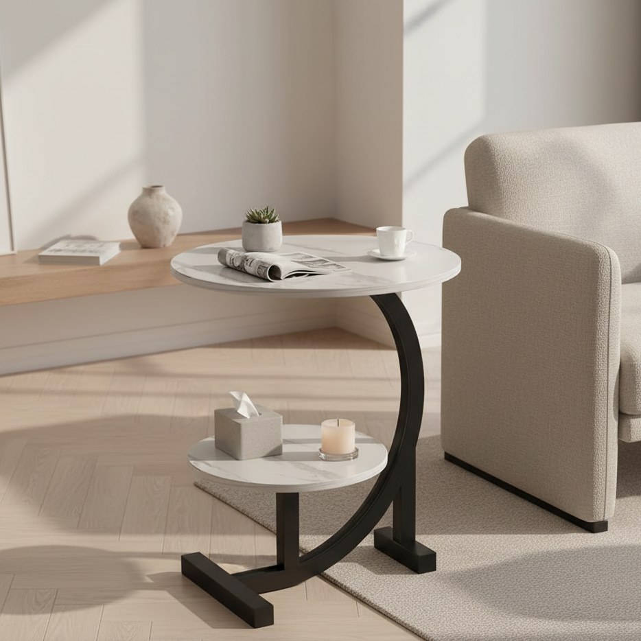 Compact Modern Mini Side Table with Two Levels – Mobile Design for Versatile Use 2