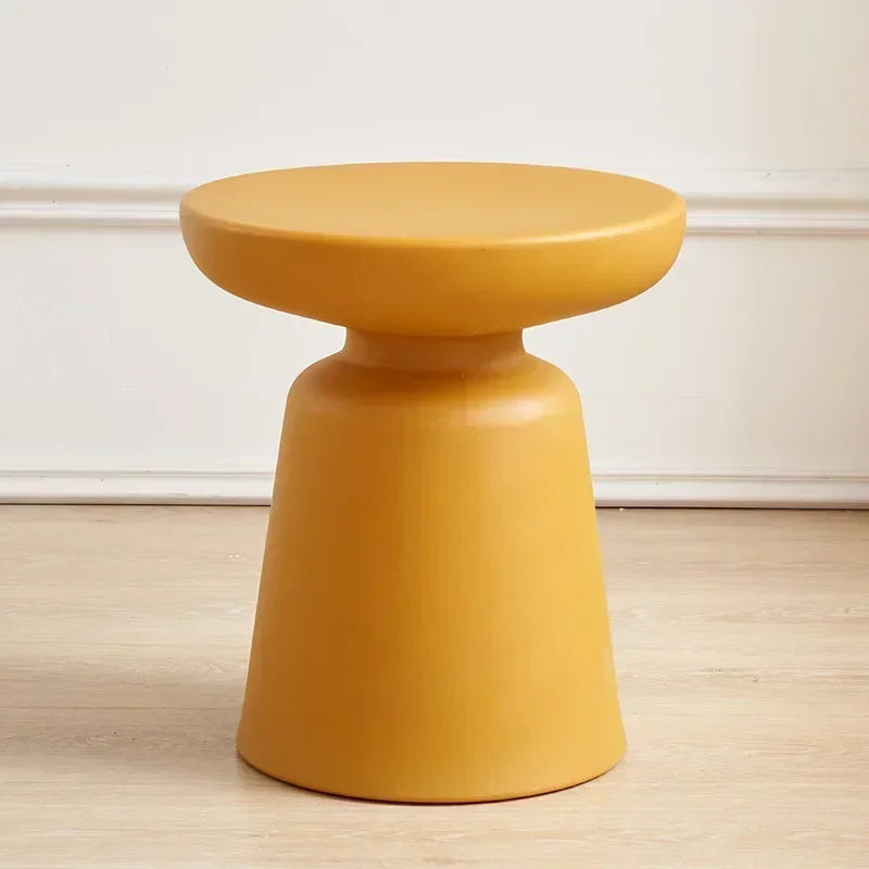 Compact Round Side Table for Small Spaces – Modern Low Design in Neutral Color 0