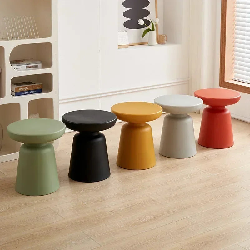 Compact Round Side Table for Small Spaces – Modern Low Design in Neutral Color 2