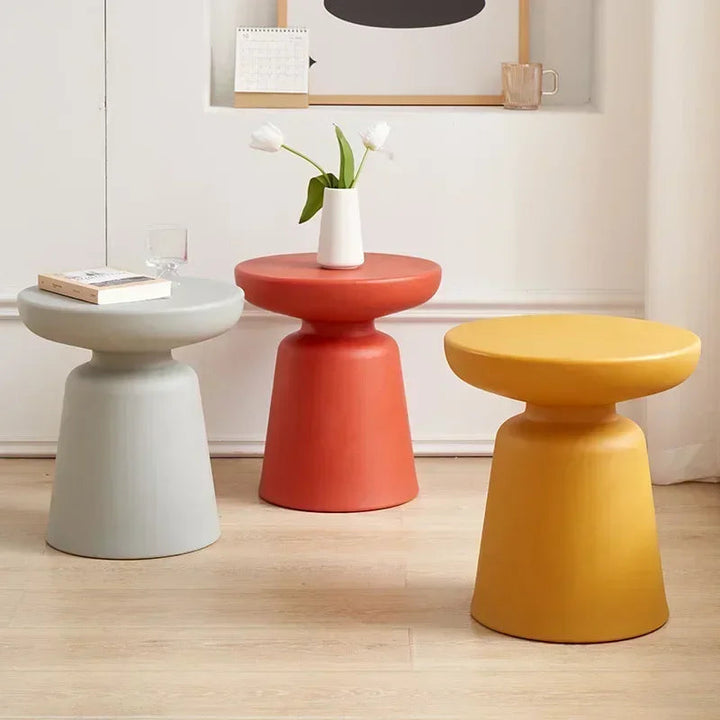 Compact Round Side Table for Small Spaces – Modern Low Design in Neutral Color 3