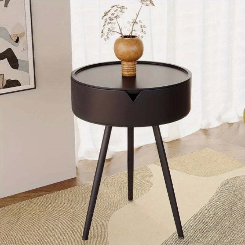 Compact Round Side Table with Storage – Lightweight Plastic Design for Small Spaces 2