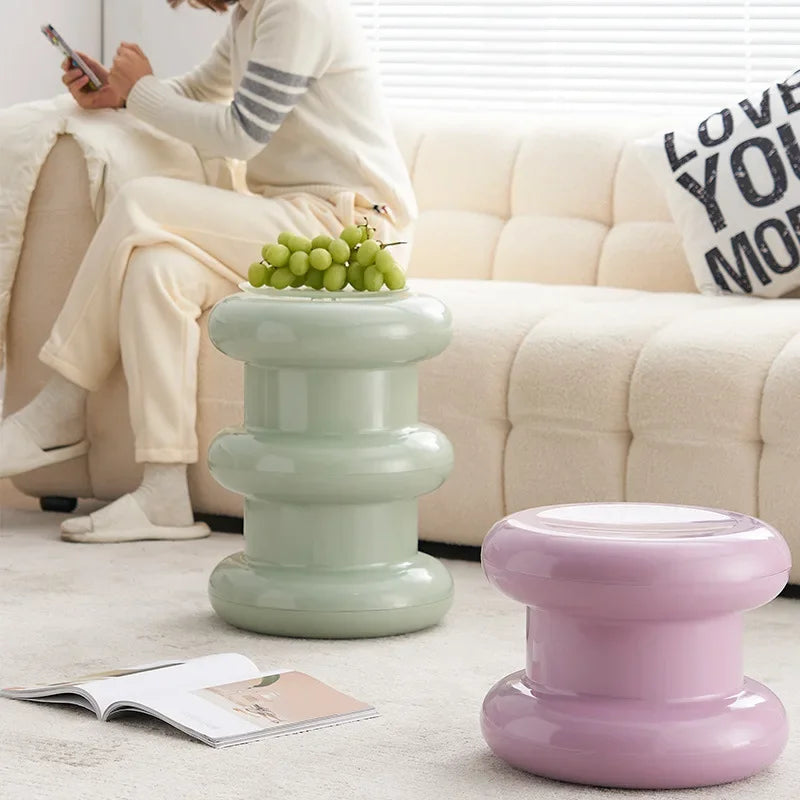 Compact Scandinavian Side Table and Stool – Multifunctional Plastic Design for Bedroom and Living Room 1