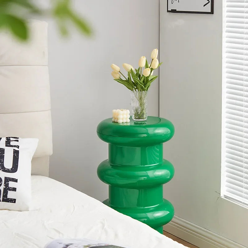 Compact Scandinavian Side Table and Stool – Multifunctional Plastic Design for Bedroom and Living Room 2