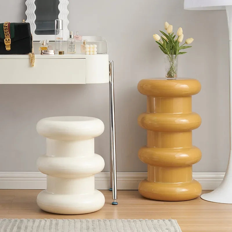 Compact Scandinavian Side Table and Stool – Multifunctional Plastic Design for Bedroom and Living Room 3