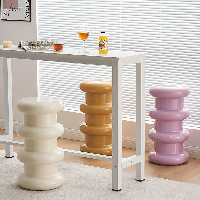 Compact Scandinavian Side Table and Stool – Multifunctional Plastic Design for Bedroom and Living Room 4