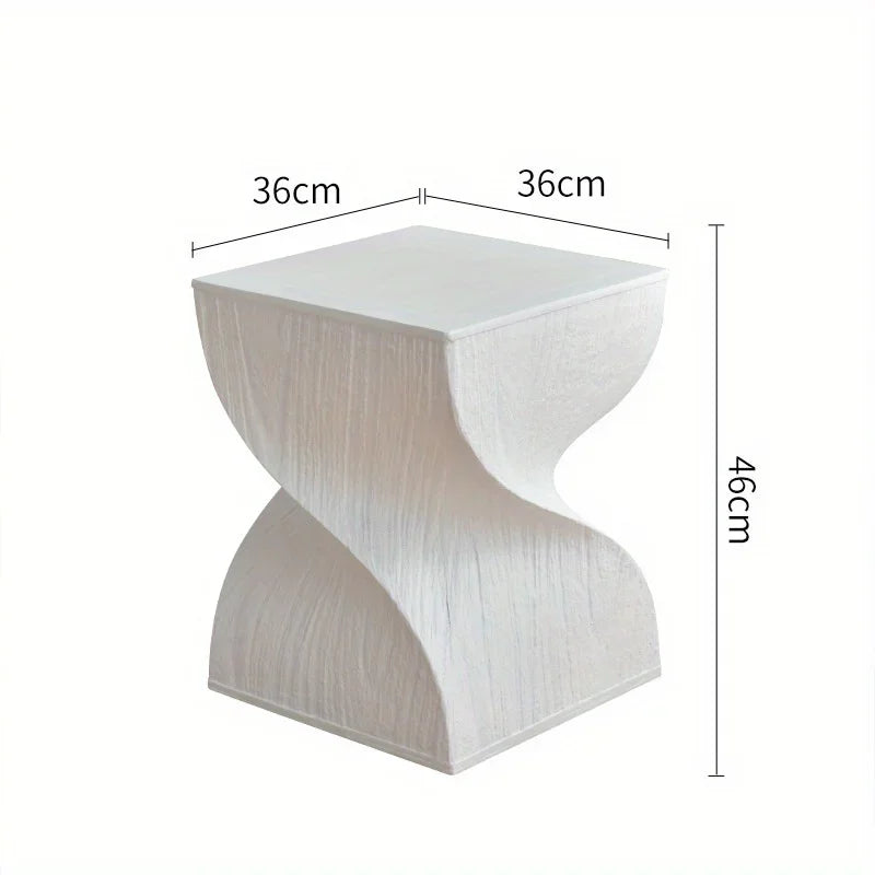 Compact Scandinavian Side Table with Wood Look Edge – Elegant Minimalist Design 0