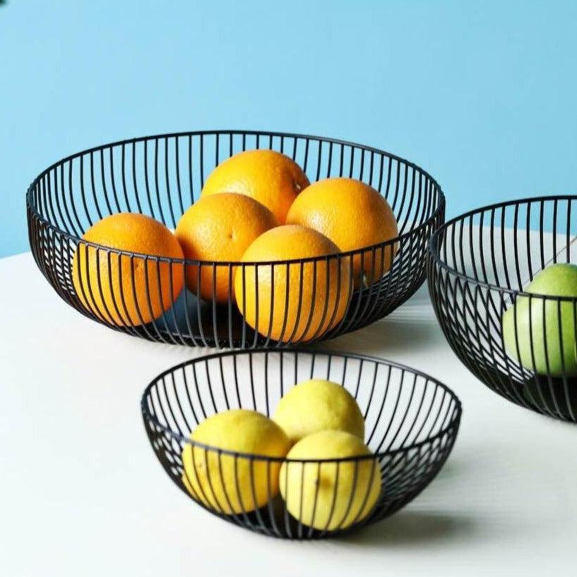 Contemporary Metal Fruit Basket in Black – High-Quality Iron Storage Solution for Modern Kitchens, Large Capacity Design 1
