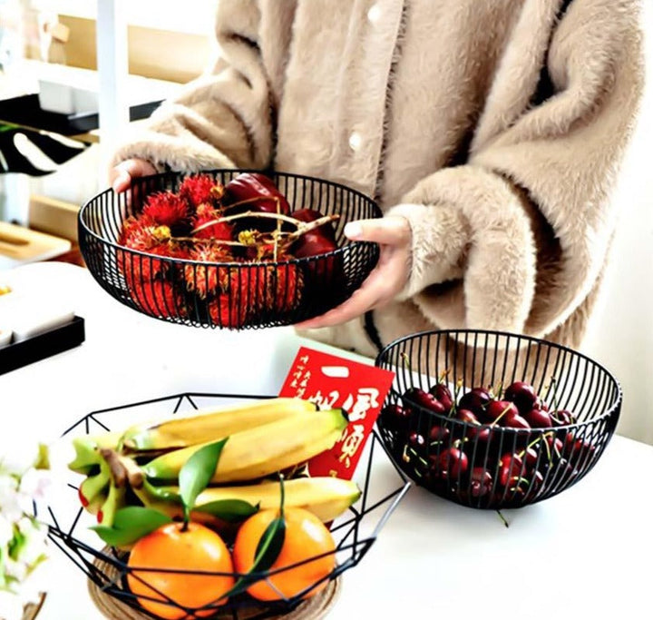 Contemporary Metal Fruit Basket in Black – High-Quality Iron Storage Solution for Modern Kitchens, Large Capacity Design 5
